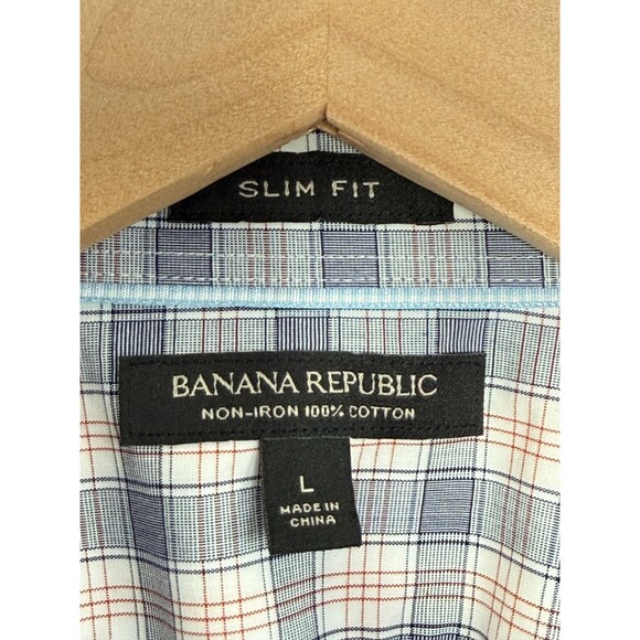 Banana Republic Men's Non-Iron Plaid Slim Fit Button Down Shirt Long Sleeves - Picture 5 of 9